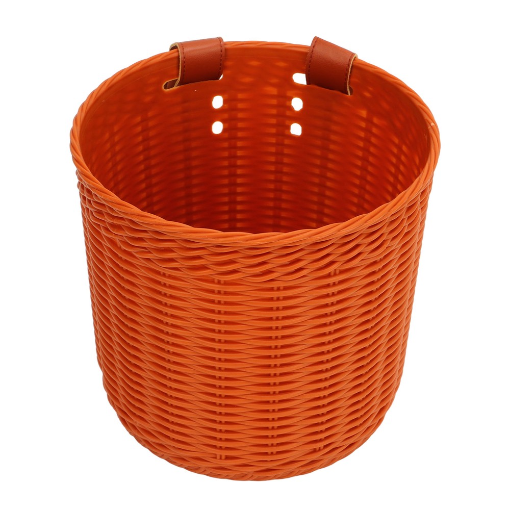 (Coffee)Front Handlebar Basket Multipurpose Simulation Wicker Round CH