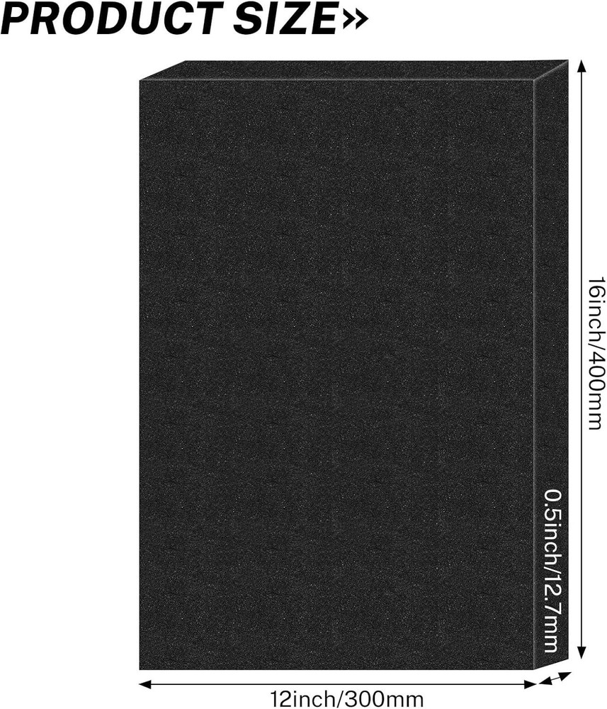 4 PCS Polyurethane Foam Inserts Cuttable Packing Sheets Black 16x12x0.5 Inch