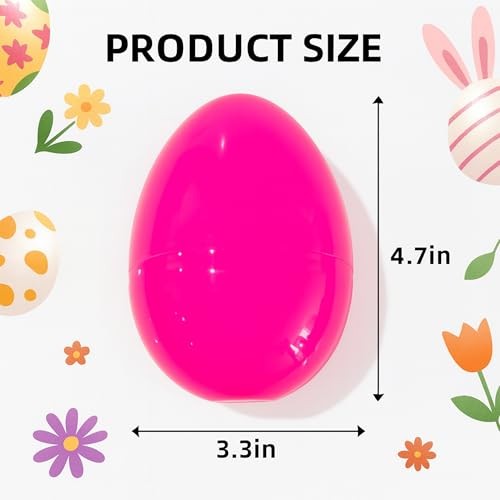 12 Pack 4.7" Large Easter Eggs, Fillable Plastic Easter Eggs in 6 Bright