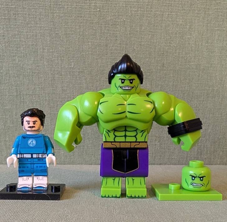 CUSTOM MOC MARVEL HULK Minifigure with Extra Head Piece CUSTOM