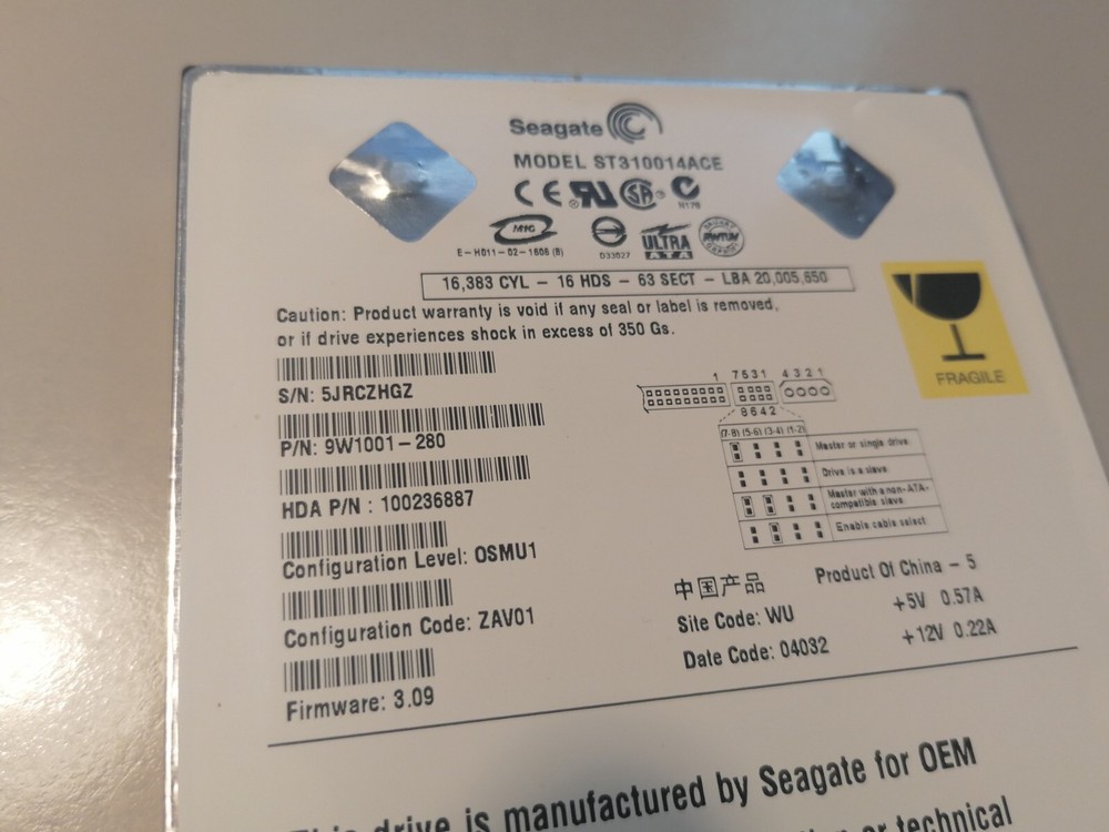 SEAGATE HDD for XBOX - ST310014ACE 10GB IDE Socket