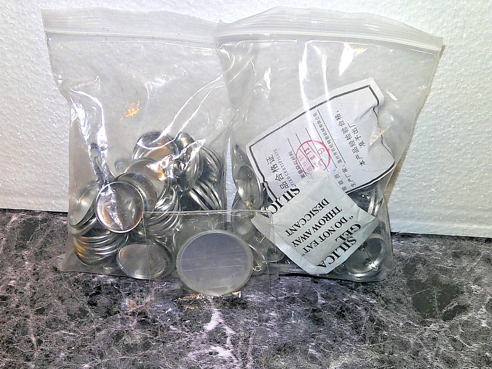 Blank Button Making Supplies, Shell, Transparent Flim, Back Cover
