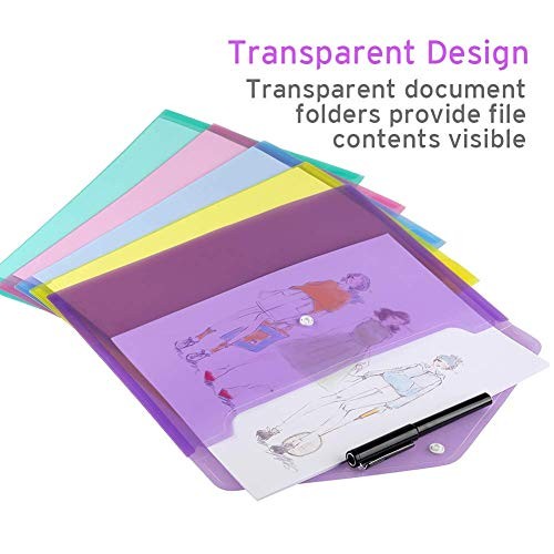 Pack Folders Plastic Envelopes, Clear Plastic File Folder for Document, 12