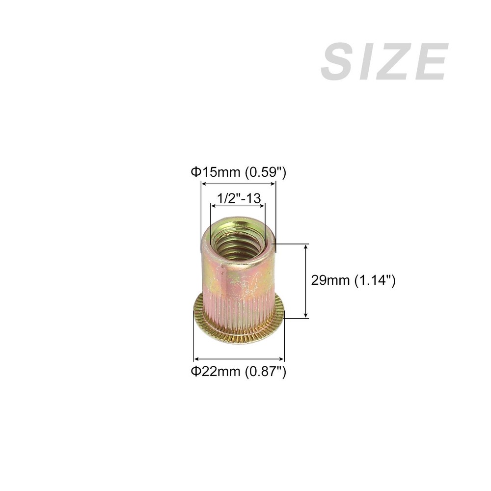 Rivet Nuts (1/2"-13) 10Pcs, Metal Threaded Insert Nuts