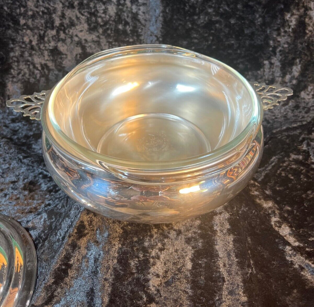 Vintage 2 Quart Covered Caserole/Server, Sheffield Silver Plate, Pyrex Bowl
