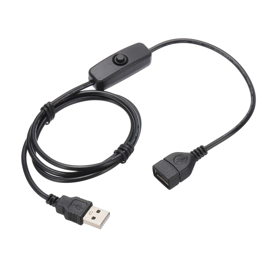 3.28ft USB Extension Cable with Switch 1pcs Button Switch Power Data Cable Black