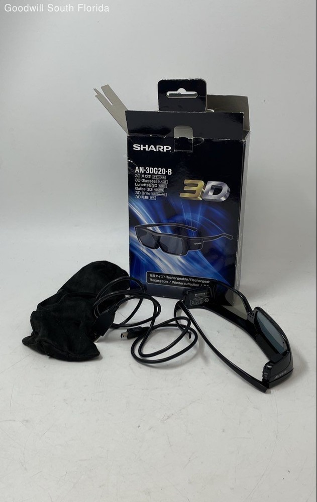 Sharp AN-3DG20-B Black Rechargeable Active Shutter 3D Glasses Not Tested