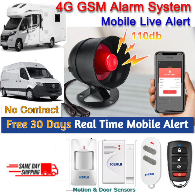 Motorhome Caravan Remote Alarm Security System Wireless Sensor Mobile Live Alert