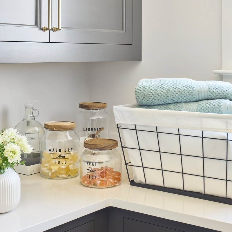 Rectangular Steel Wire Laundry Basket W/ Removable Cotton Liner Easy Transport