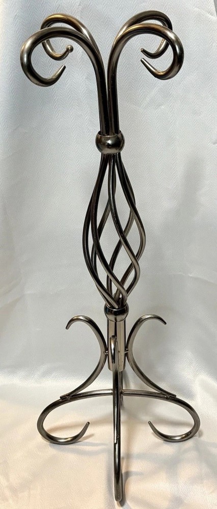 Vintage Wrought Iron Fireplace Tool Stand Twisted Scroll Design 29"