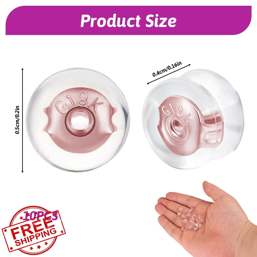 Rose Gold Locking Earring Backs Silicone Replacement Heavy Studs 10 Pcs