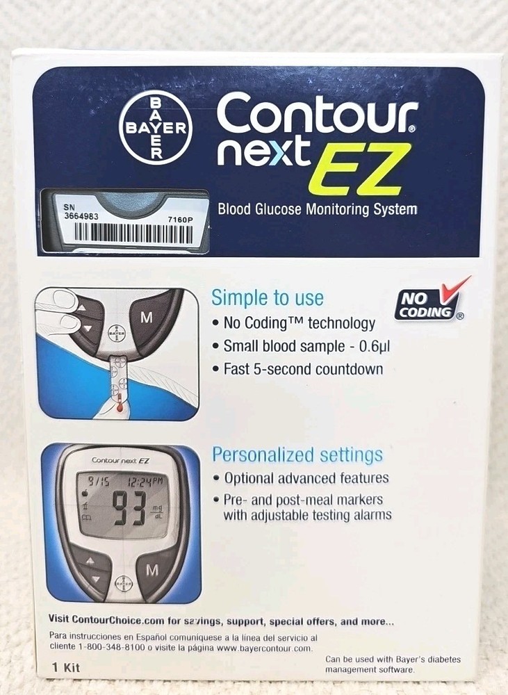 Contour Next EZ Blood Glucose Meter Accurate Testing No Coding Personal Stats