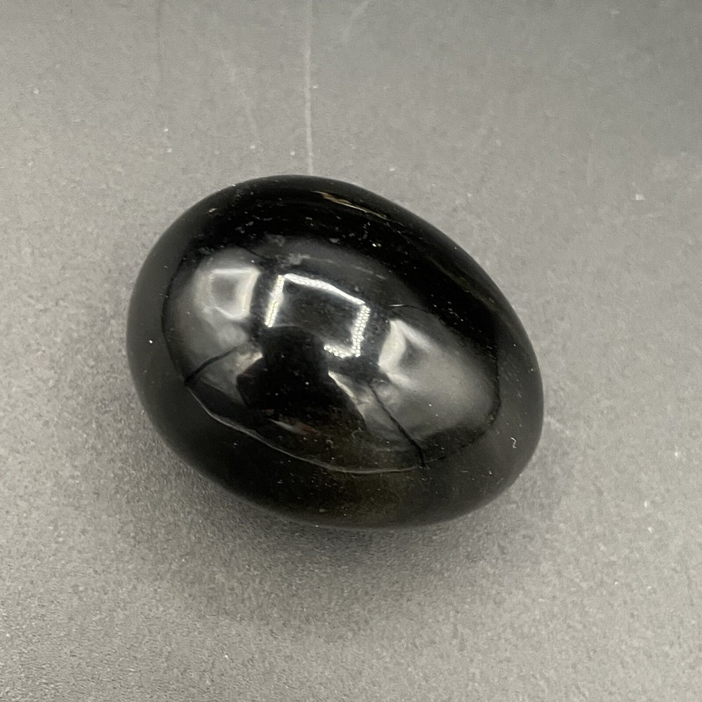Black Egg with Gold Stand - Egg is 2 inches - Unknown stone