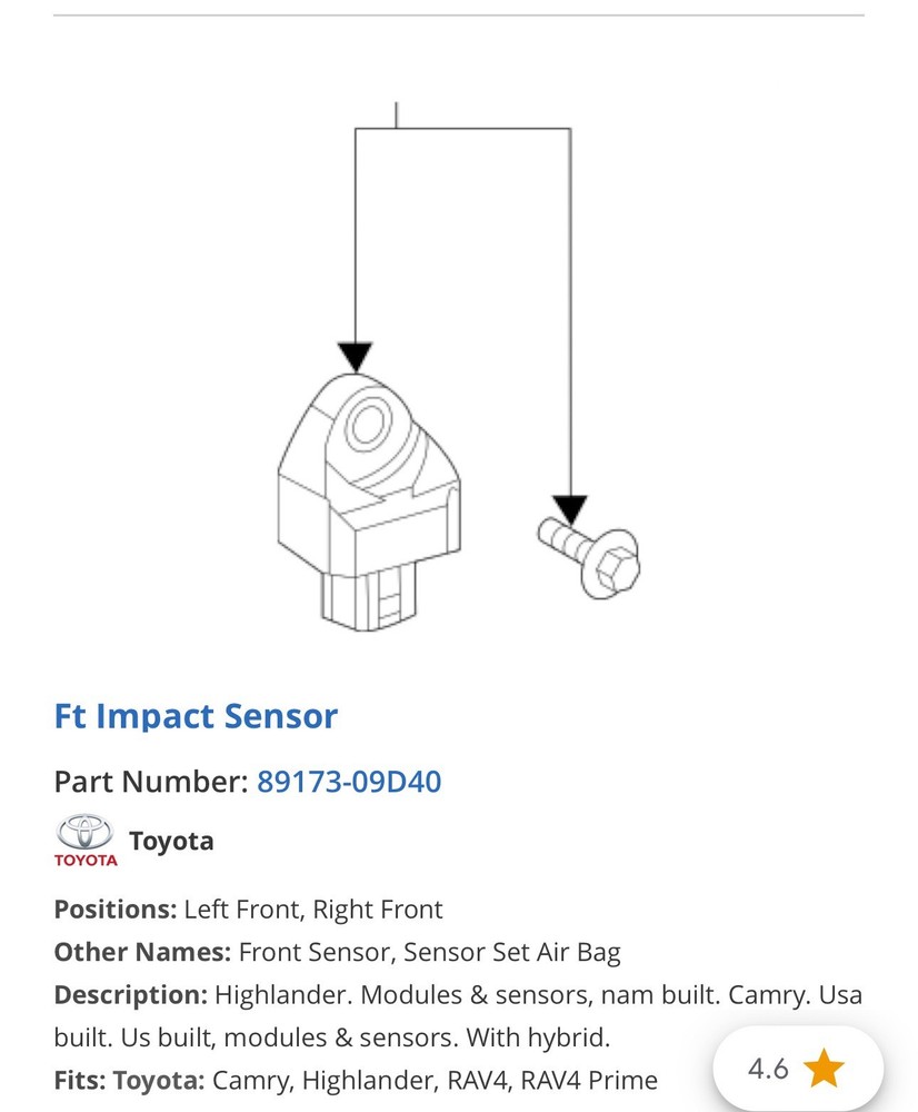 2020 2023 Toyota Highlander Front Sensor, Sensor Set