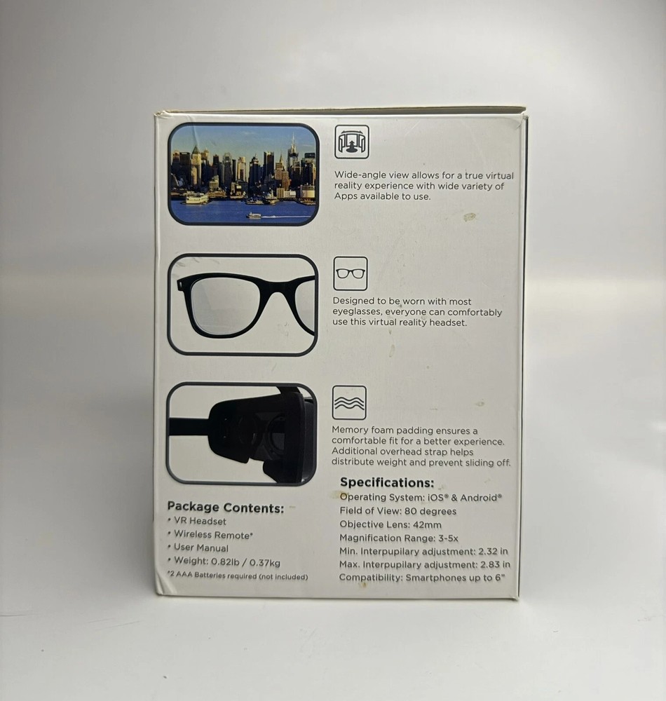 Cynoculars Virtual Reality Headset and Wireless Remote New