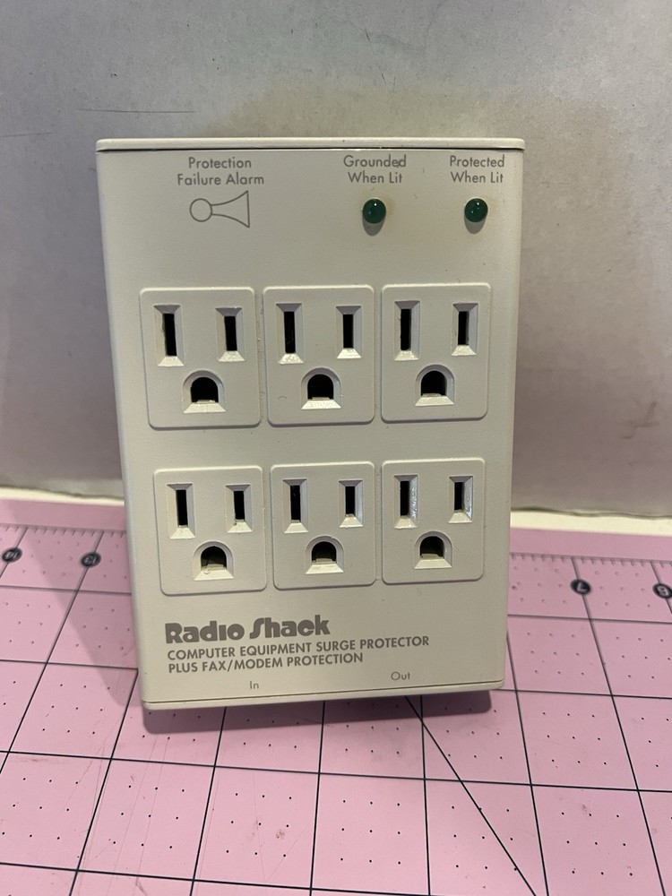 Radio Shack 61-2123 Notebook Computer Surge Protector Fax Modem Alarm Grounded