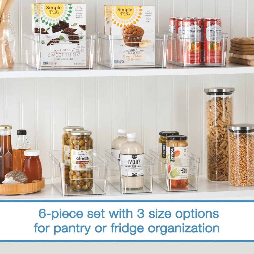 6-Piece Clear Plastic Fridge Storage Organizer Bin Set Refrigerator Organizer