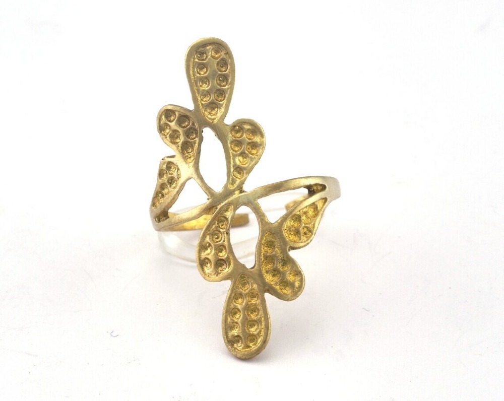 Minimalist Leaf Ring Adjustable Raw brass (18mm 8US inner size) 2643
