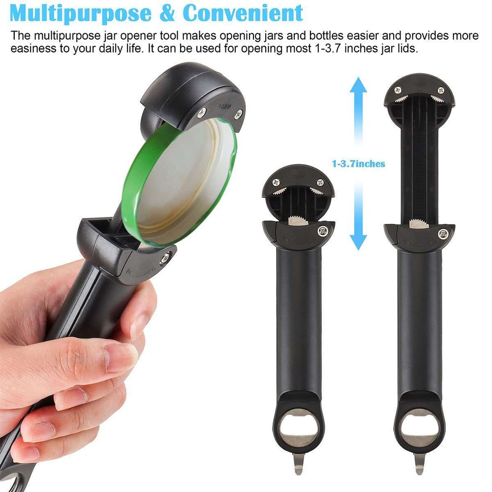 Multi Functional Bottle Opener Retractable Adjustable Jar Can Opener Easy Grip