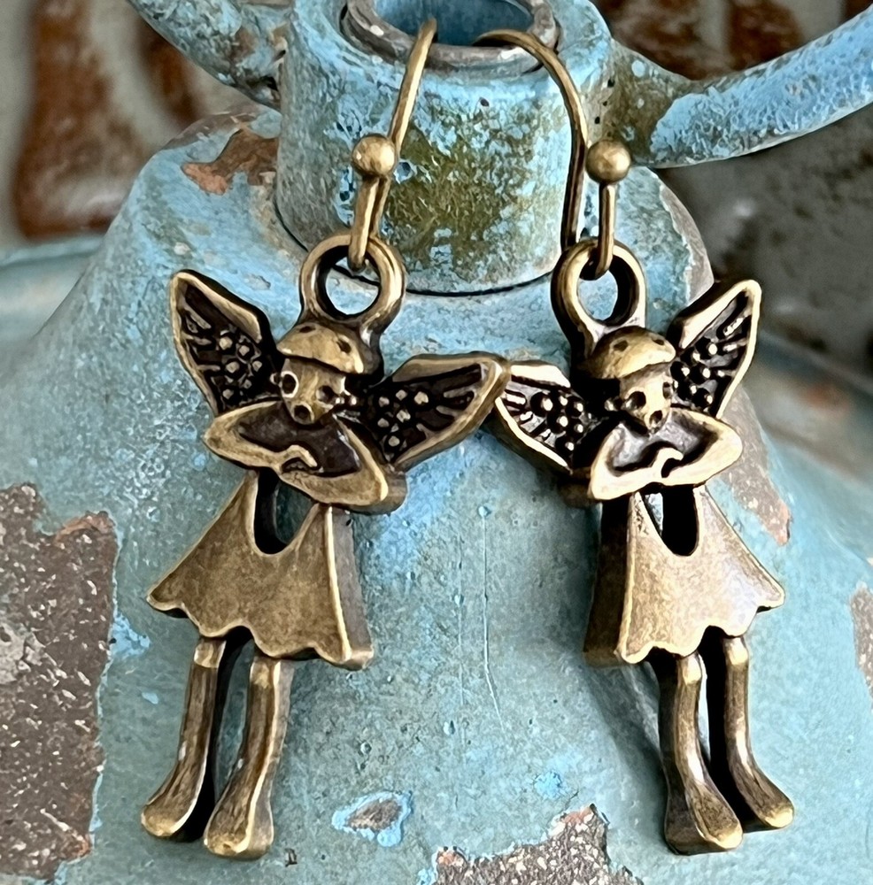 Bronze Fairy Dangle Earrings. Love.