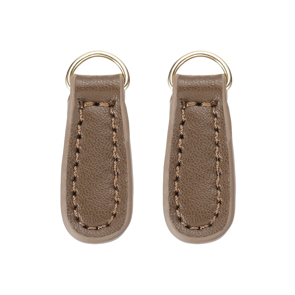 2Pcs Leather Zipper Pull, 1.61 Inch Cowhide Leather Zip Puller(Brown)