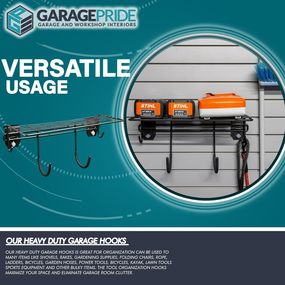 EVOPanel Wall Storage System Shelf with Hooks Black EPHOSH