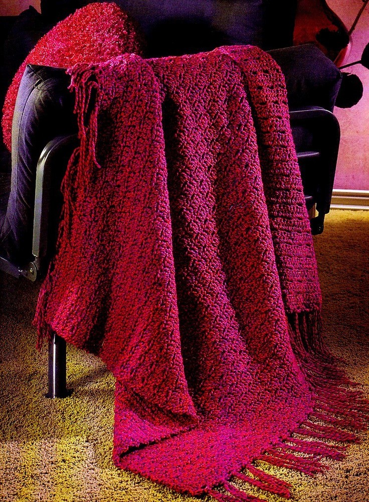 LUXURIOUS Raspberry Twist Afghan/CROCHET PATTERN INSTRUCTIONS ONLY