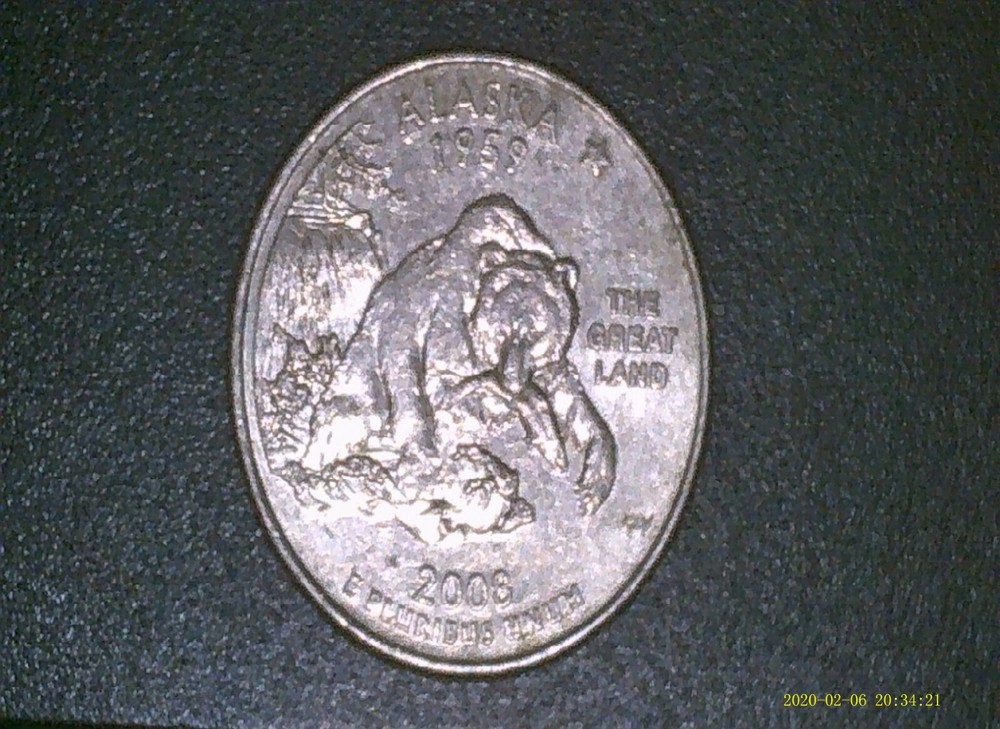 2008-D Alaska quarter Grease strike error