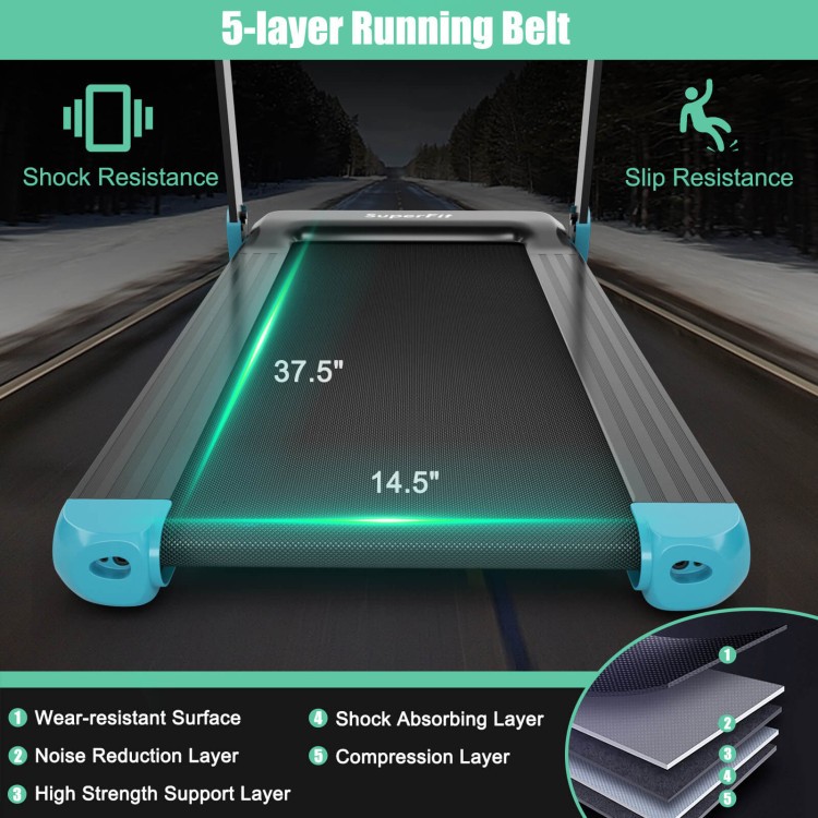 Folding Compact Treadmill – App Control, Bluetooth Speaker, 12 Preset Programs