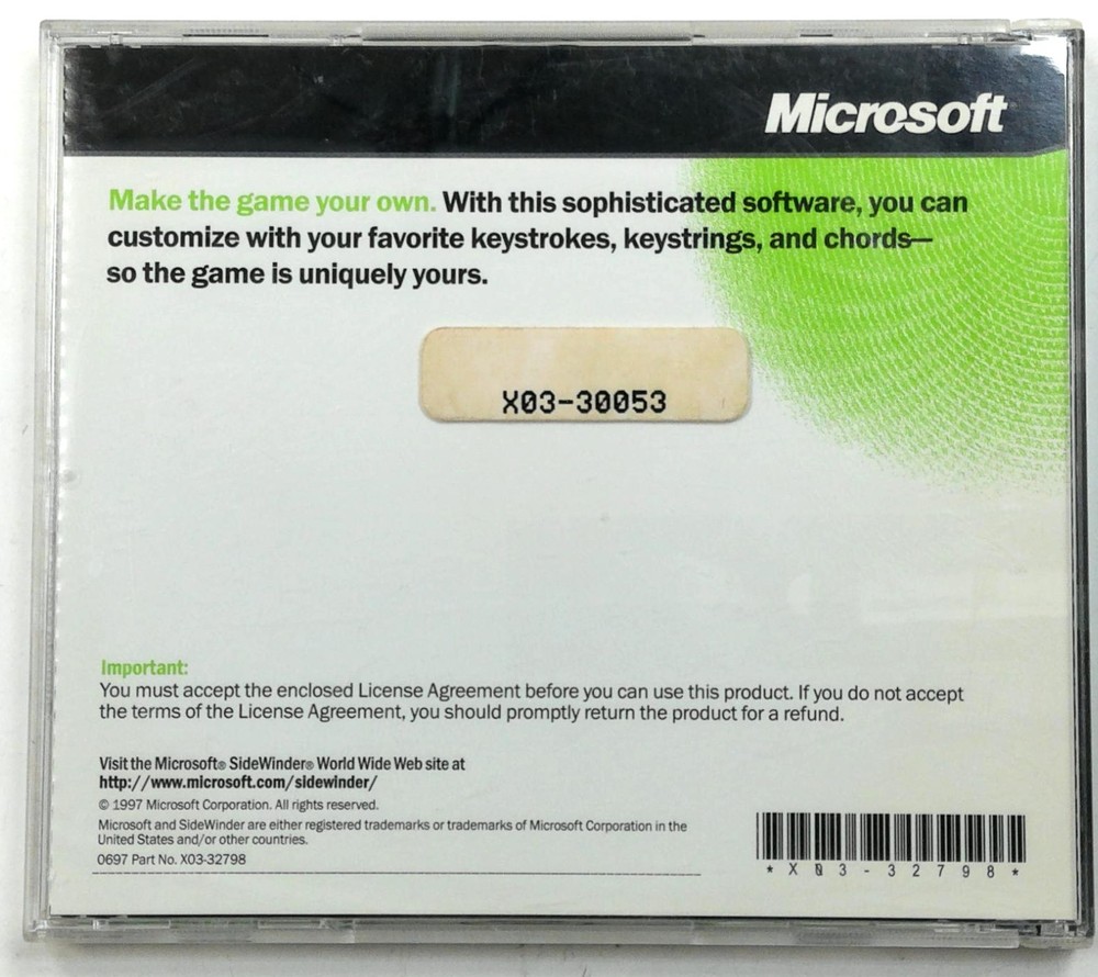 Microsoft SideWinder Precision Pro Software CD Windows 95 Game Device Drivers