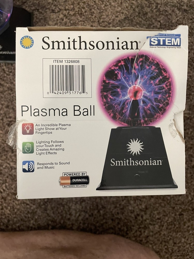 Smithsonian Plasma Ball Light Open Box - Minimally Used - 6AA Batteries req.