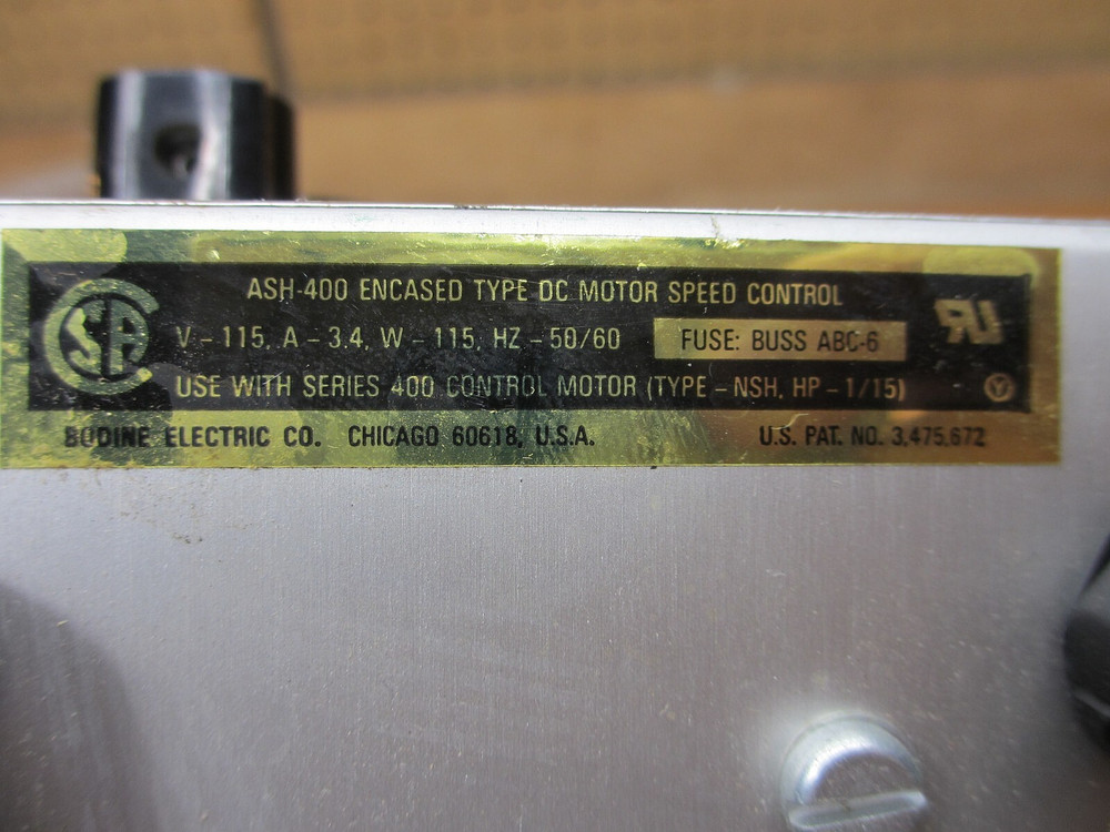 Bodine ASH-400 *USED POWERS UP* DC Motor Speed Control