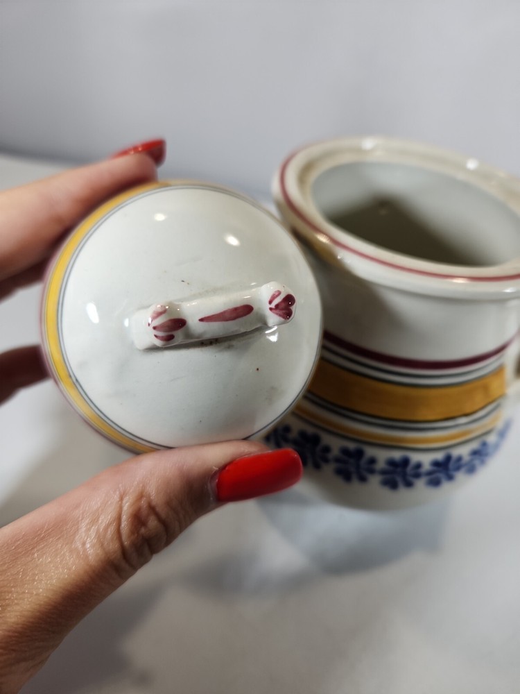 Soft Paste Covered Sugar Bowl Hand Painted England