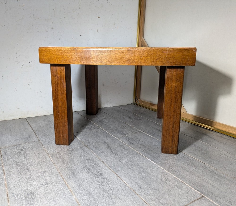 Vintage Mid Century Danish Modern Tile Top Heavy Solid Teak Wood Table