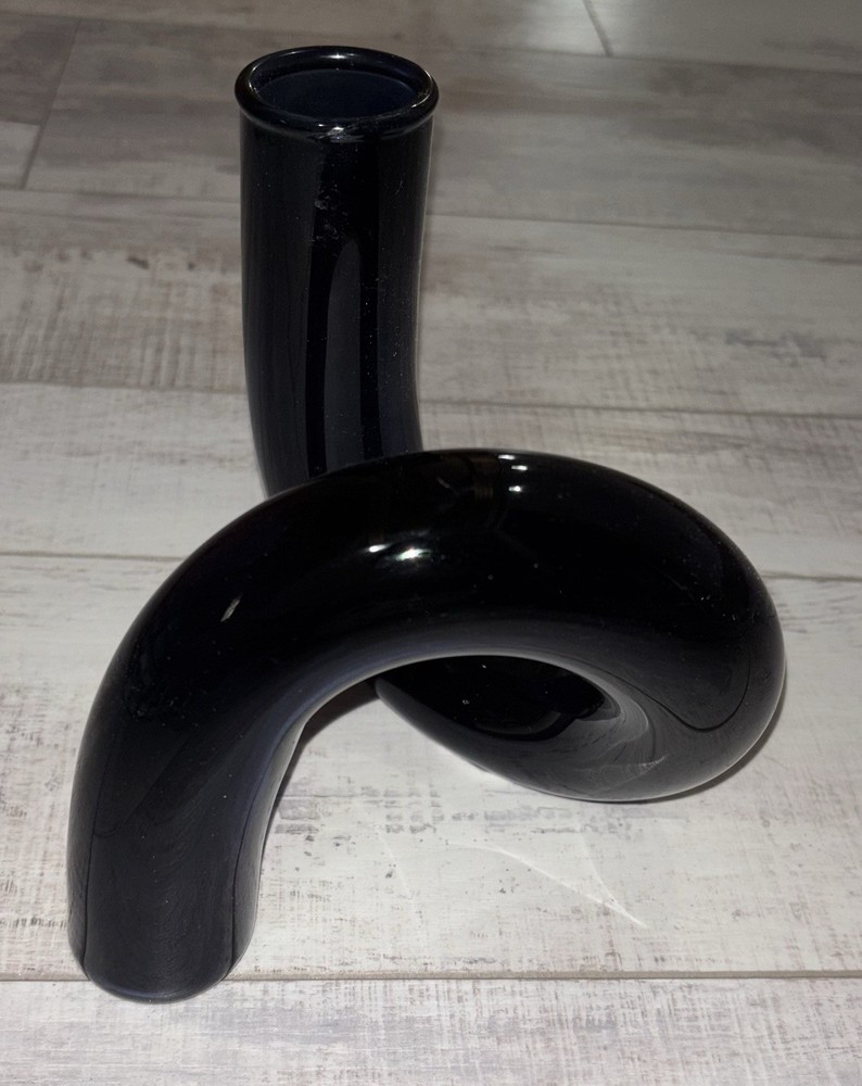 Threshold Modern Glass Vase Loop - Dark Blue - 6” Height - NEW
