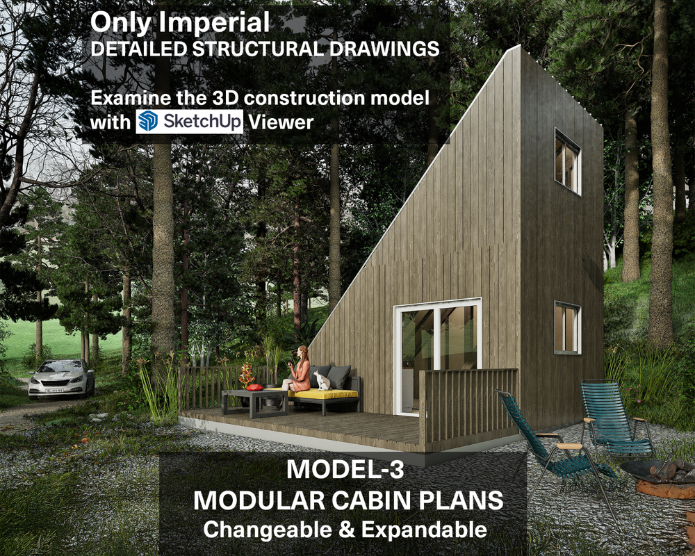 Modular Cabin Plan, Changeable & Expandable, 12’x20’ Tiny House, Free Shipping