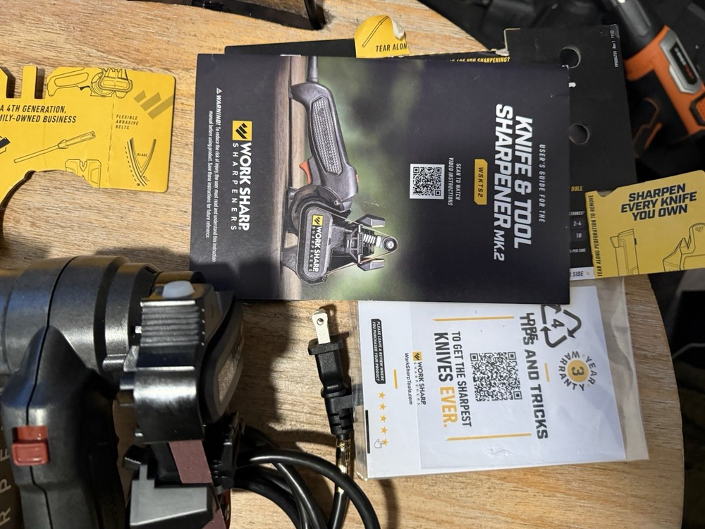 Work Sharp WSKTS2 Knife and Tool Sharpener with Replacement Belts