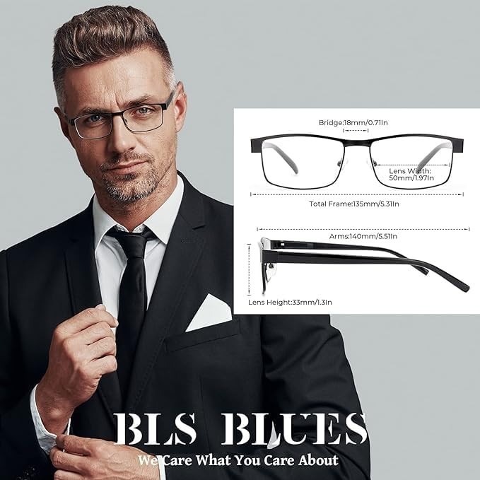 BLS Businessman Rectangular Reading Glasses - Professional Durable Readers - ...