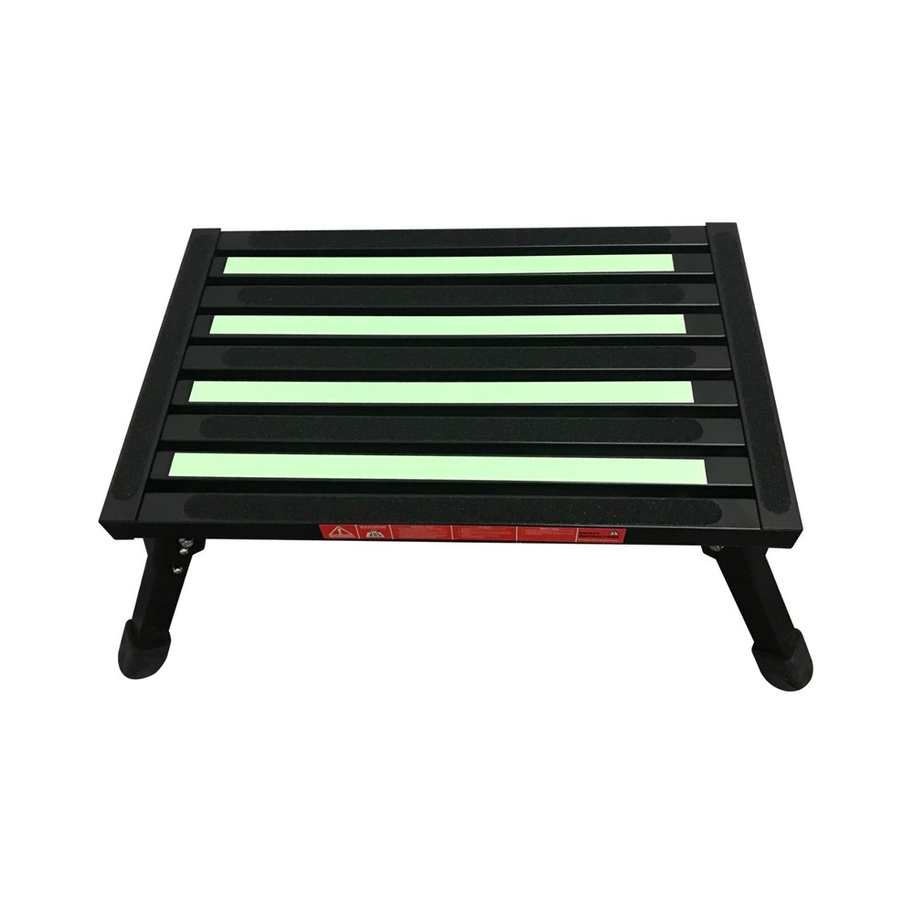 Caravan RV Lightweight Compact ILLUMINATING Folding Platform Step 22cm Black