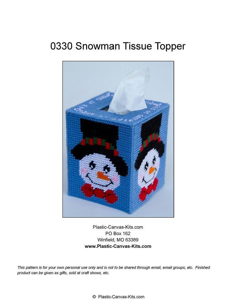 "Let it Snow" Snowman Tissue Topper-Plastic Canvas Pattern or Kit