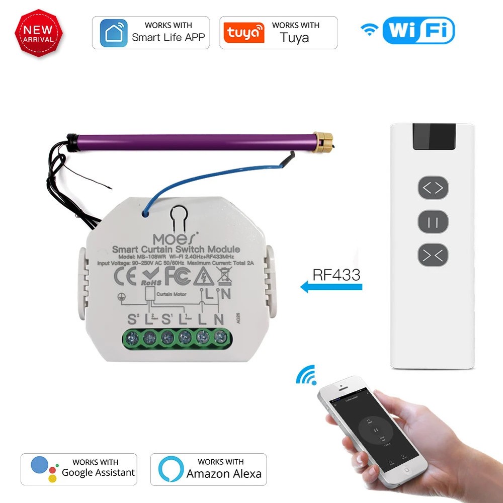 WiFi Smart Curtain Switch Graffiti APP Control RF Radio Frequency Remote Control