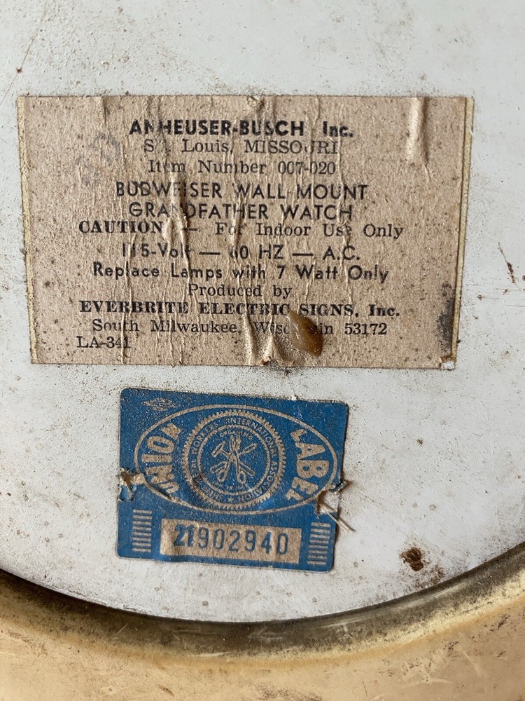 Budweiser Vintage Pocket Watch Clock