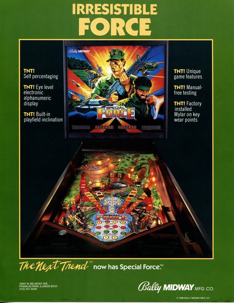 Special Force Pinball Flyer / Brochure / Ad Mint