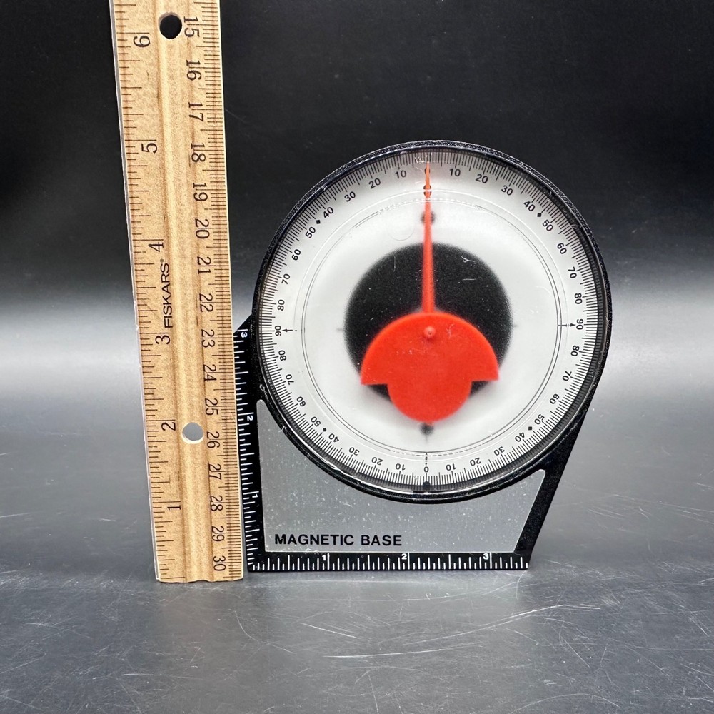 Vintage Magnetic Base Dial Gauge Angle Finder Protractor Conversion Chart Ruler