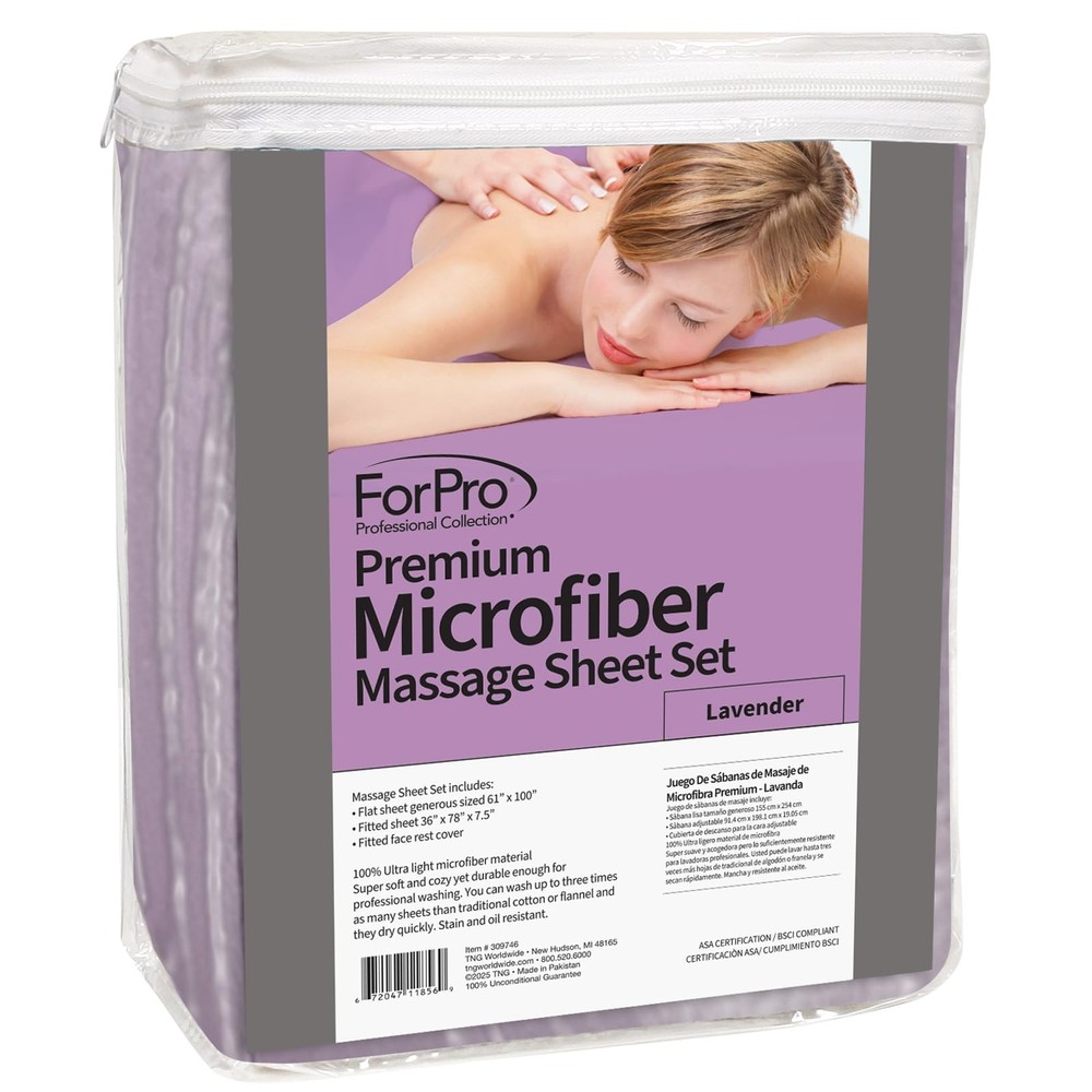 ForPro Professional Collection Premium Microfiber 3-Piece Massage Sheet Set, ...