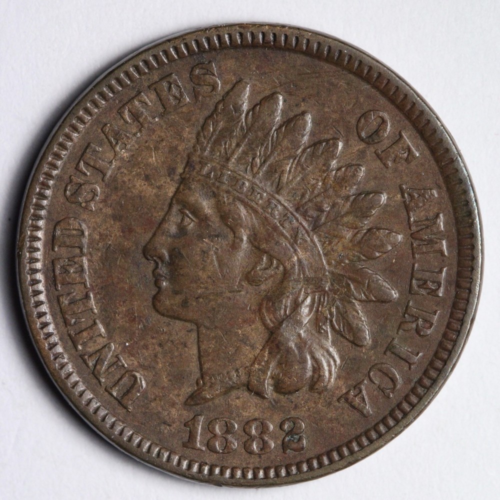 1882 Indian Head Cent Penny AU E132 RDNT