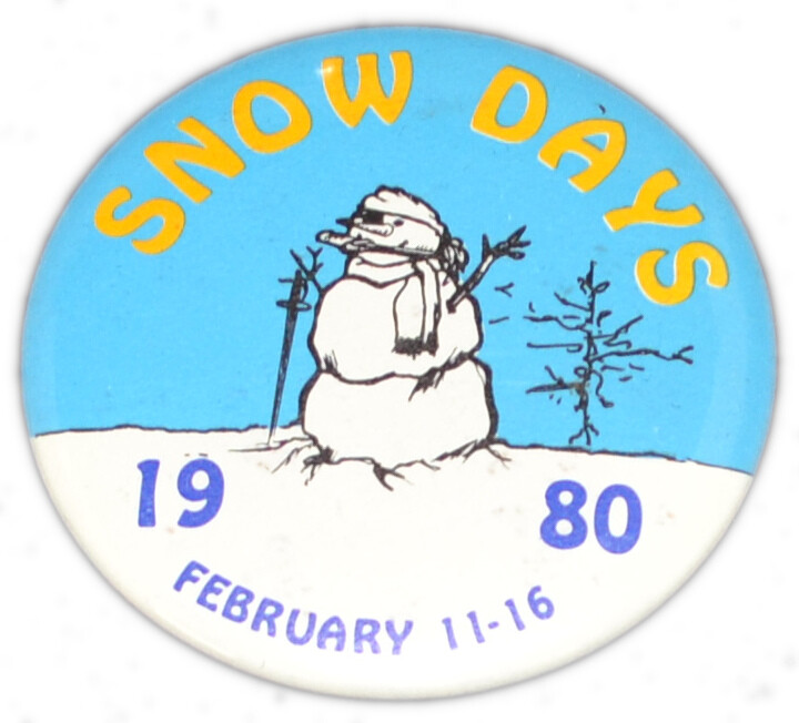 1980 Snow Days Snowman Pinback Button 5