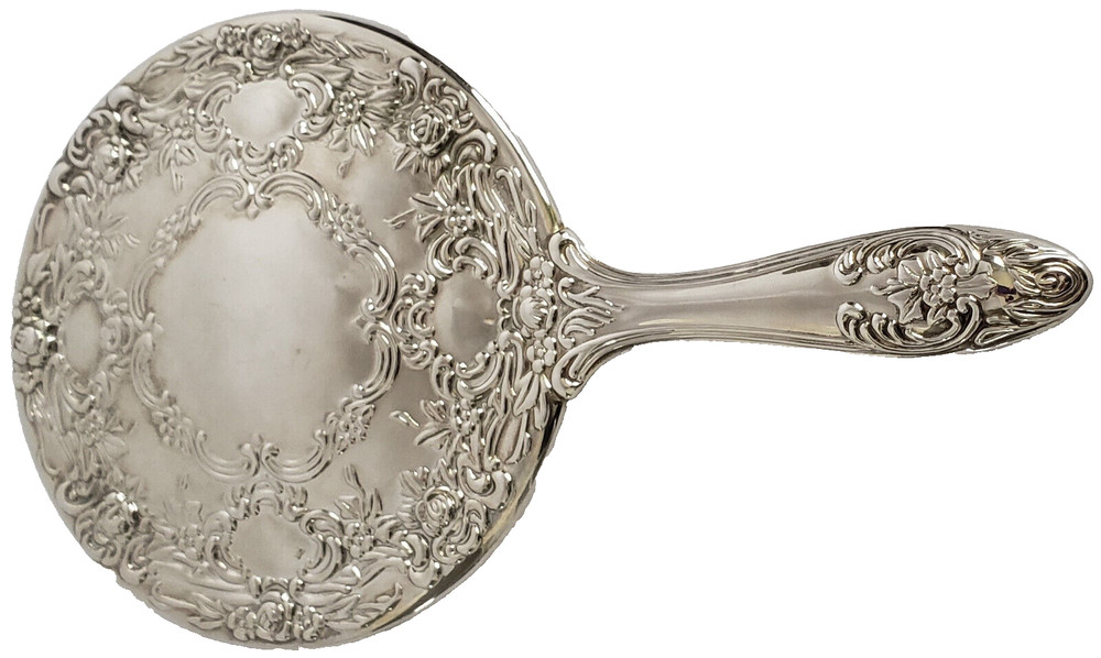 Hand Held Mirror Silver Plated Vintage