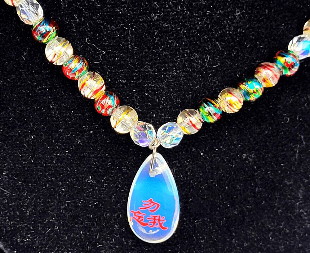 Artisan Handmade Unique Foil Beads with Drop Pendant 17"