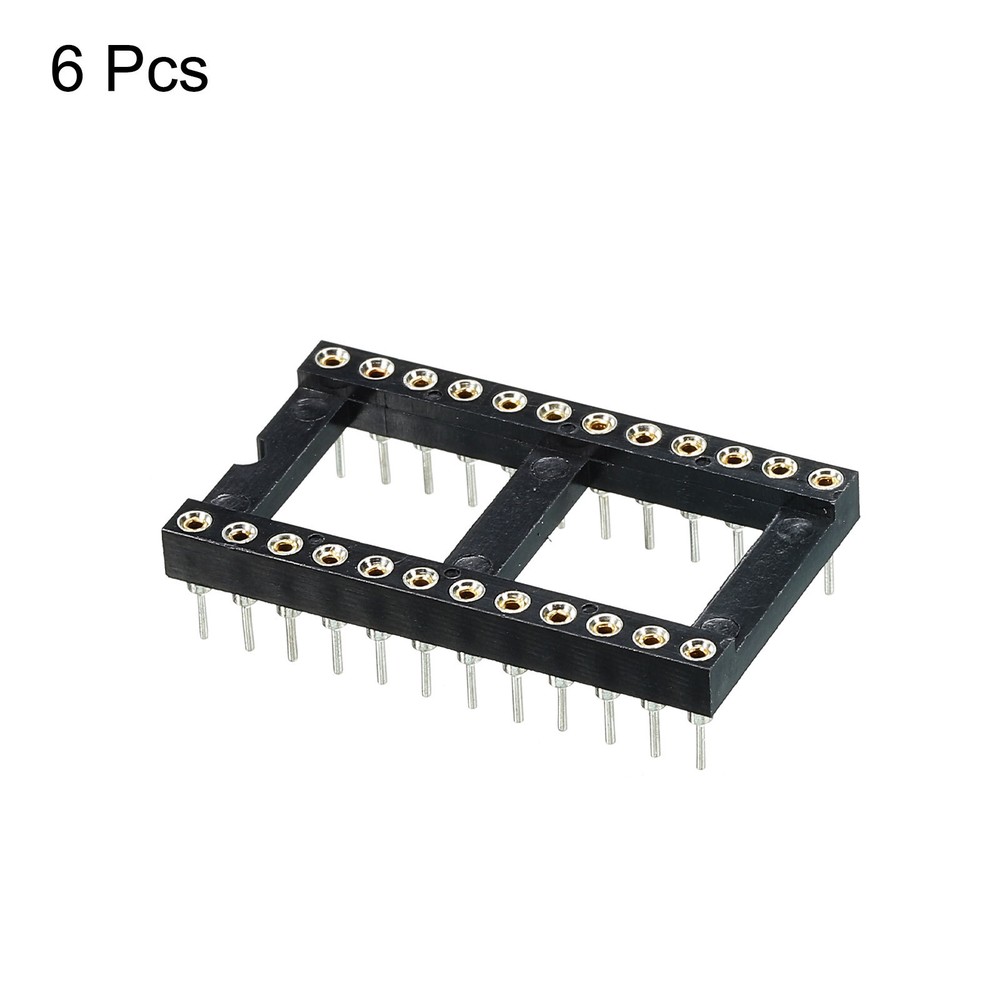 DIP IC Chip Socket Adapter Round Pin 24P 2.54mm Pitch IC Socket, 6 Pack